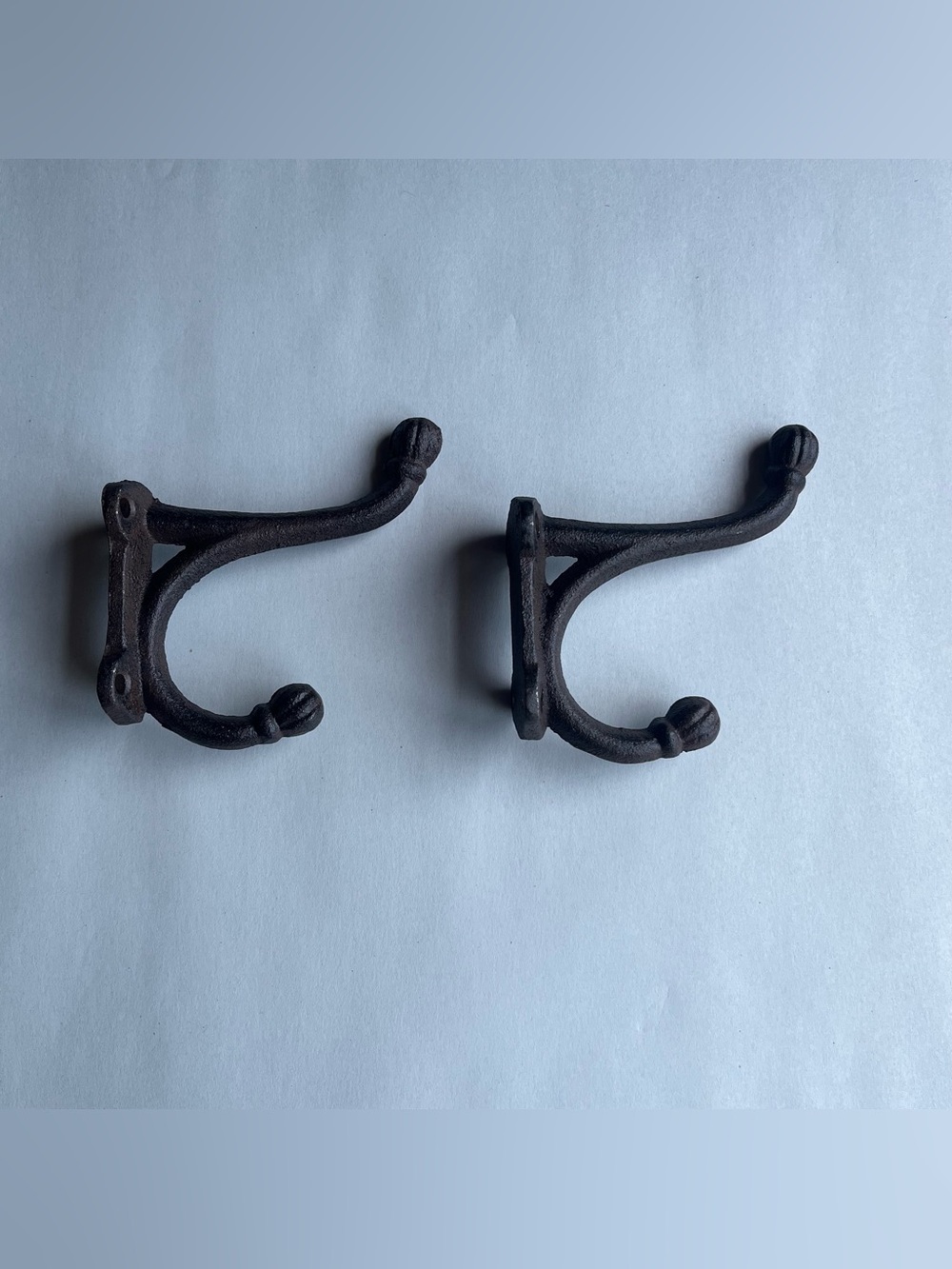 Vintage Cast Iron Wall Double Hooks - Set of 2 3x1.5”